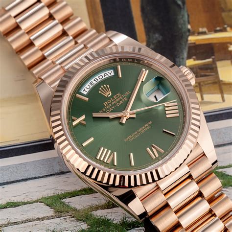 day date rolex olive dial|Rolex Day-Date ref 228235.